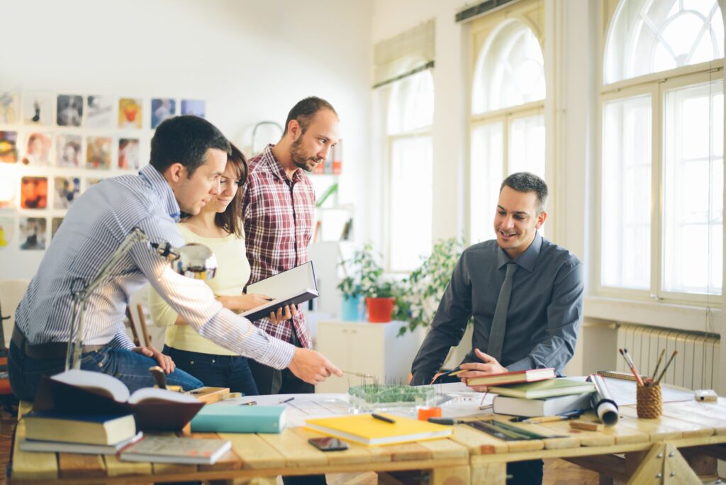 Group of young business people in office